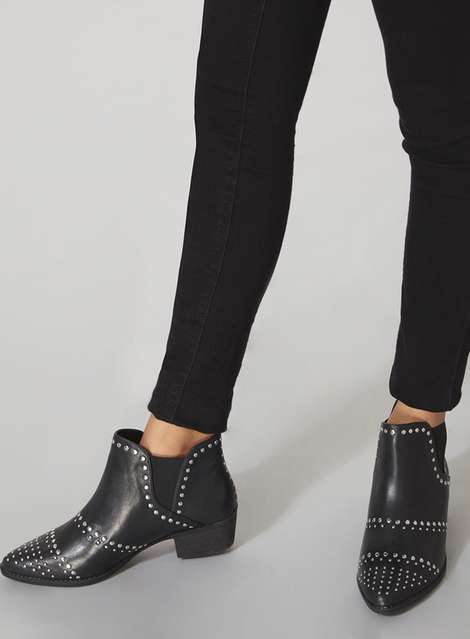Black 'Avril' Stud Ankle Boots